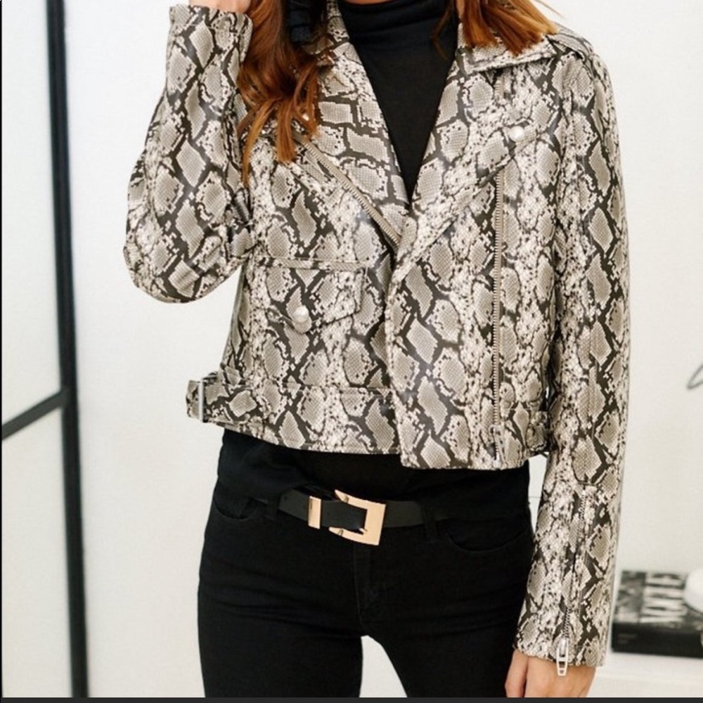 Blank NYC snakeskin bomber jacket